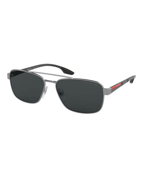 prada men's 59mm square metal aviator sunglasses polarized|men's Prada sunglasses john lewis.